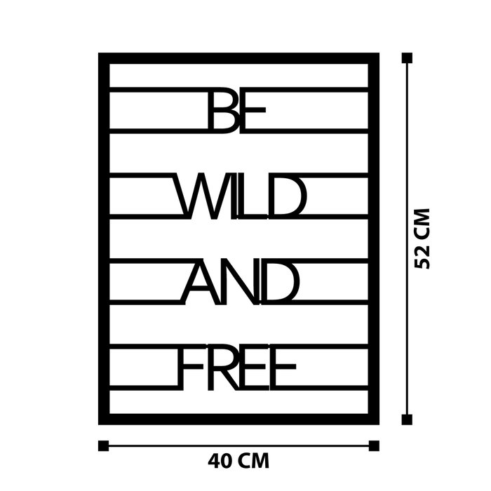 Wallity Be Wild And Free Escultura de Pared de Metal Negra